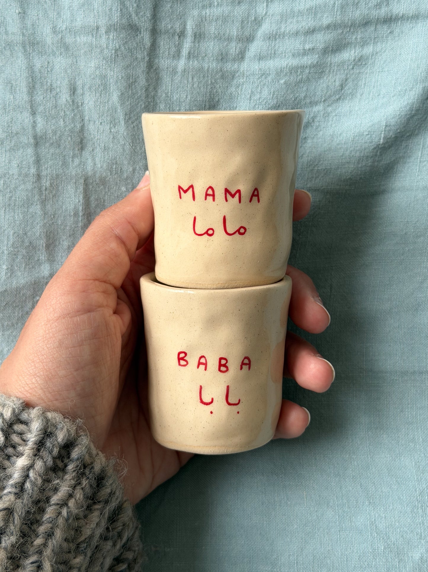 Dual Mama and Baba espresso cup set