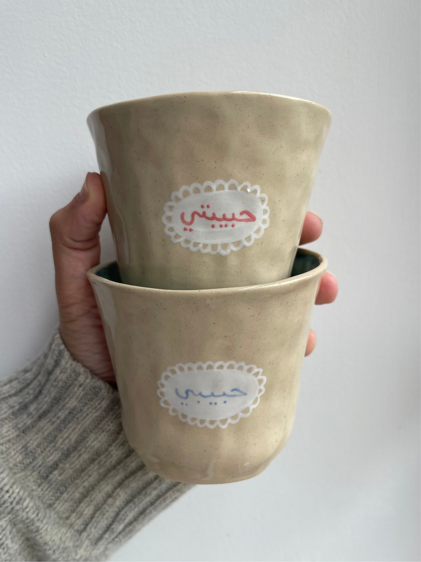 Mama and baba ceramic tumbler set