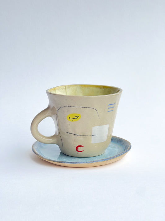 EMBRACE: Love / حب mug and plate set (yellow/blue)