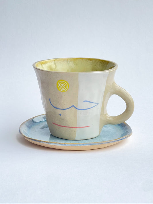 EMBRACE: Love / حب mug and plate set (yellow/blue)
