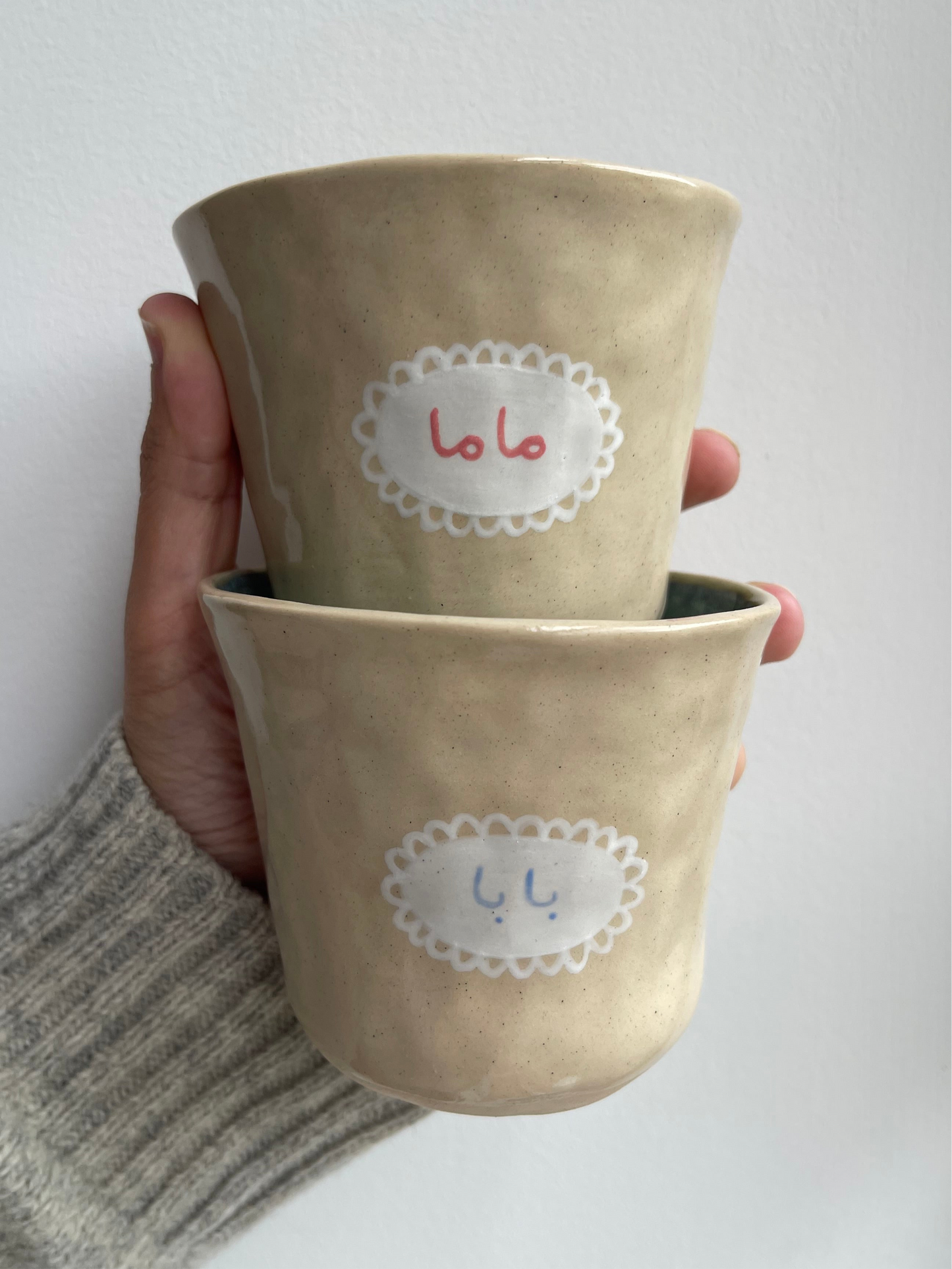 Mama and baba ceramic tumbler set