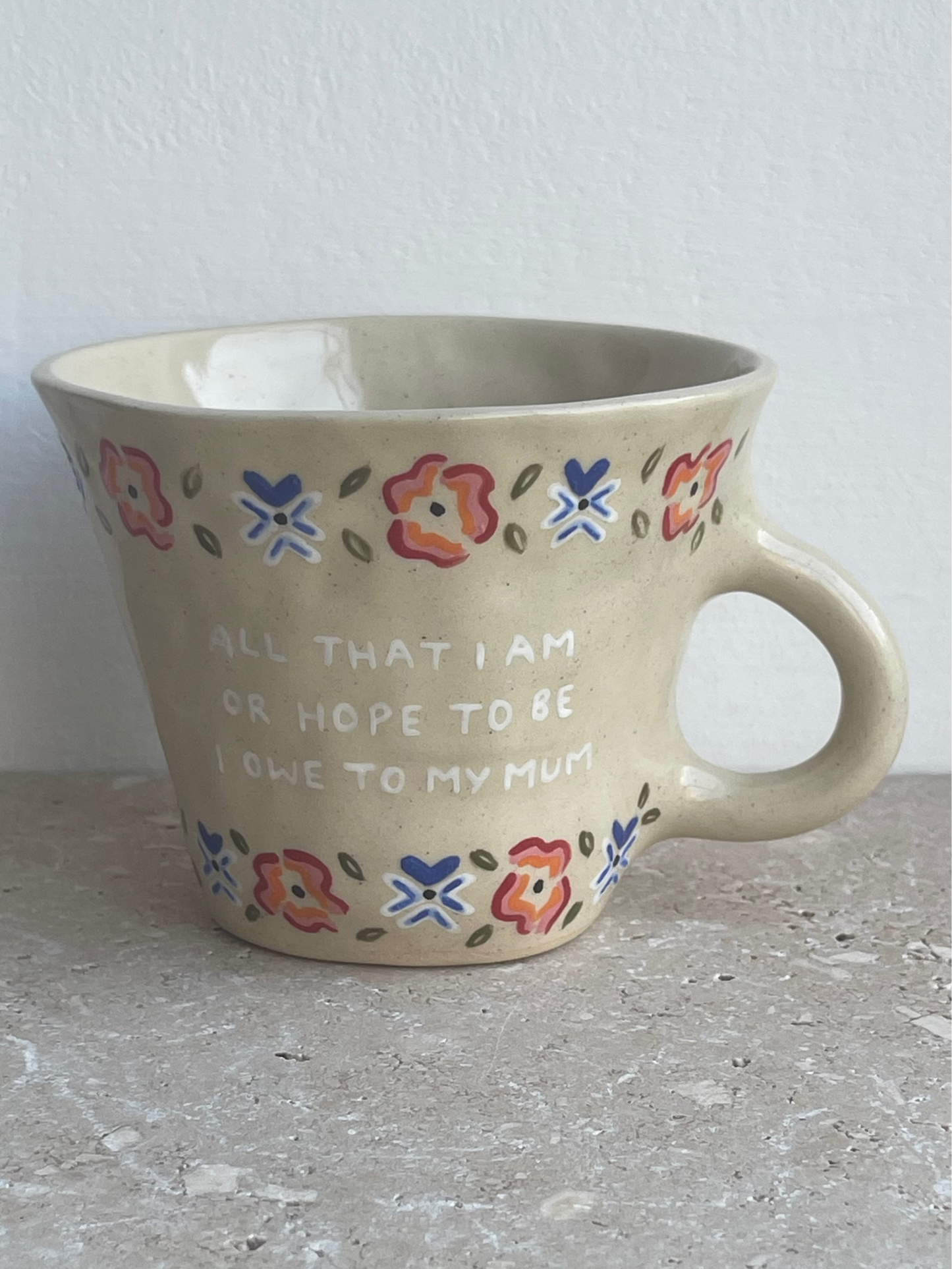 All that I am or hope to be, I owe to my mum floral mug