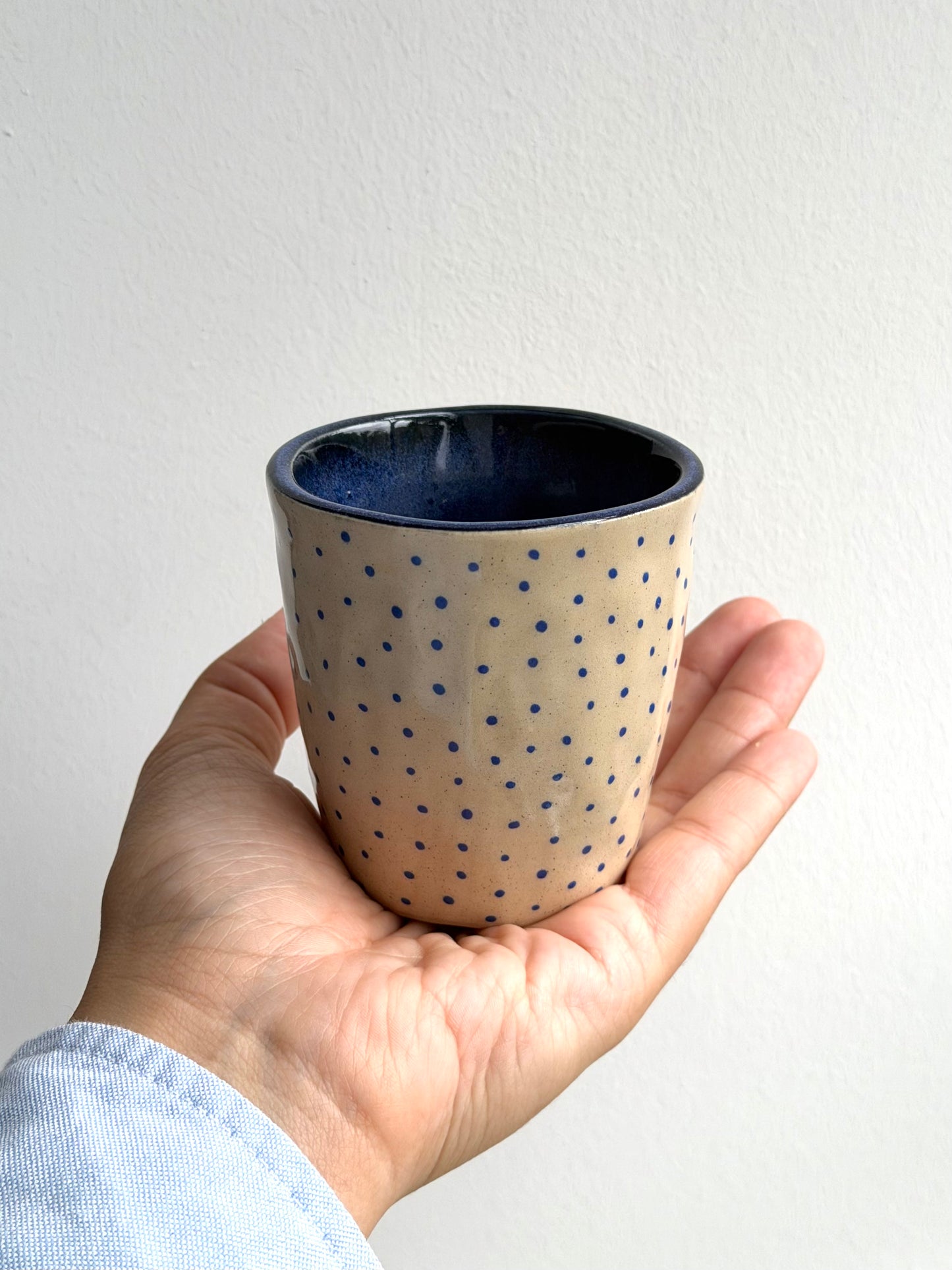 Polka dot blue cup