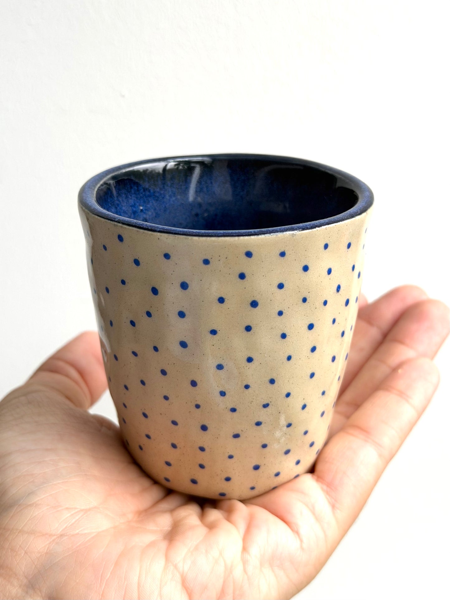 Polka dot blue cup