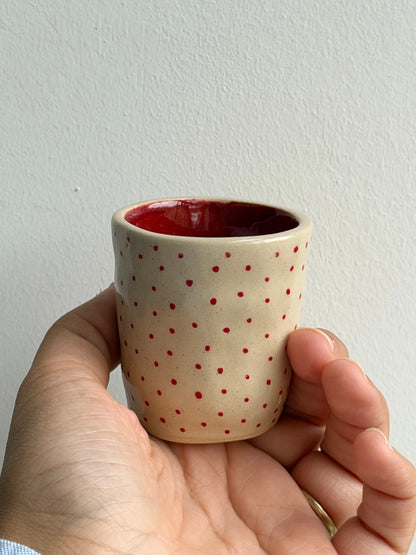 Red polka dot espresso cup