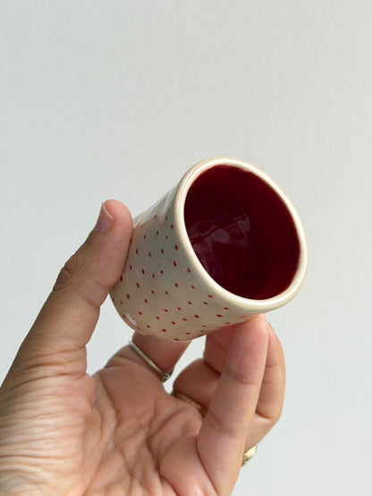 Red polka dot espresso cup
