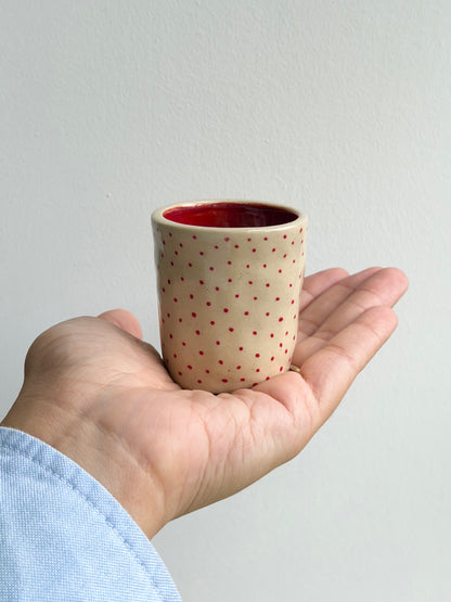 Red polka dot espresso cup