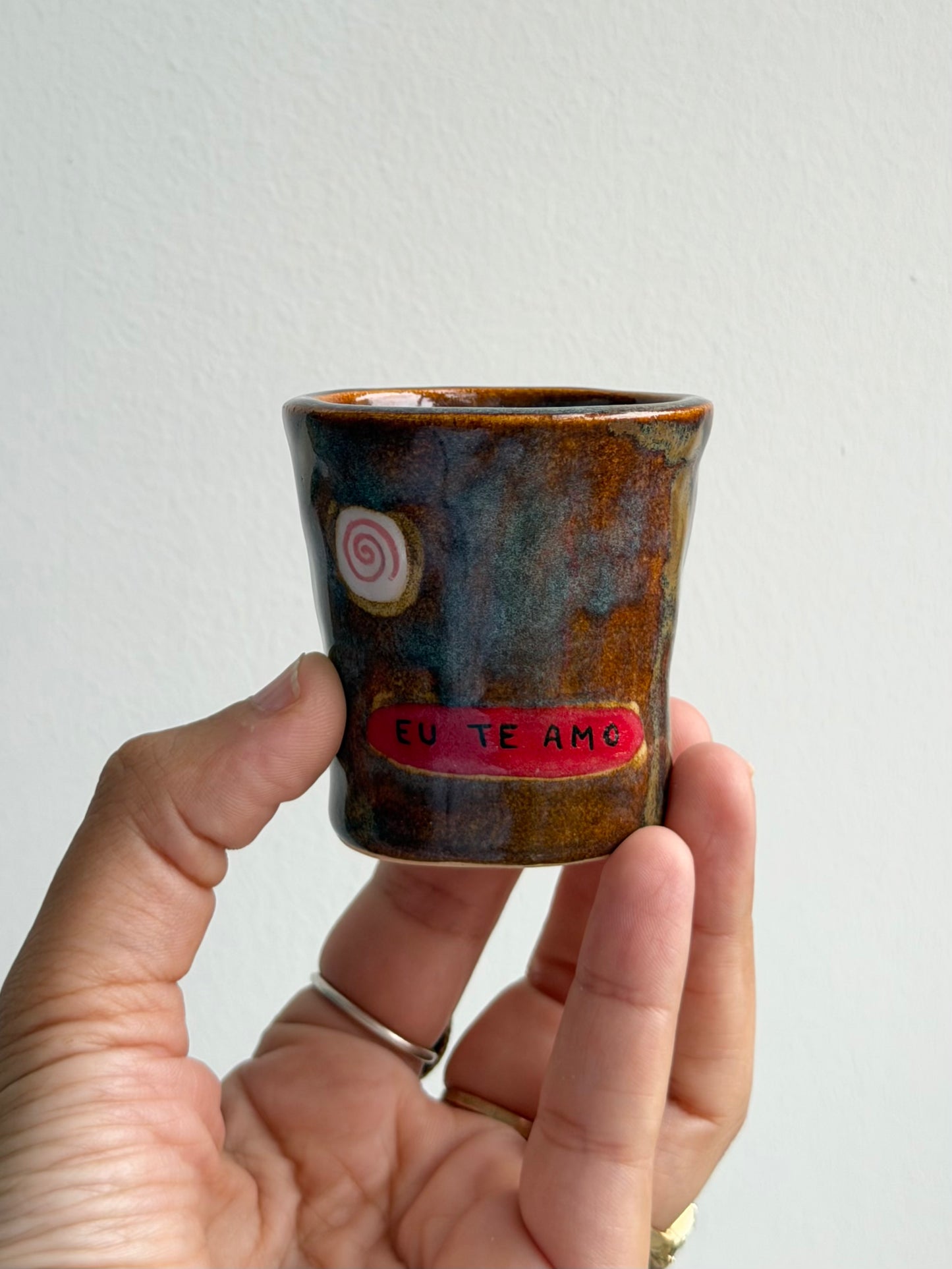 Espresso cup glaze test (I love you in Portuguese) 4