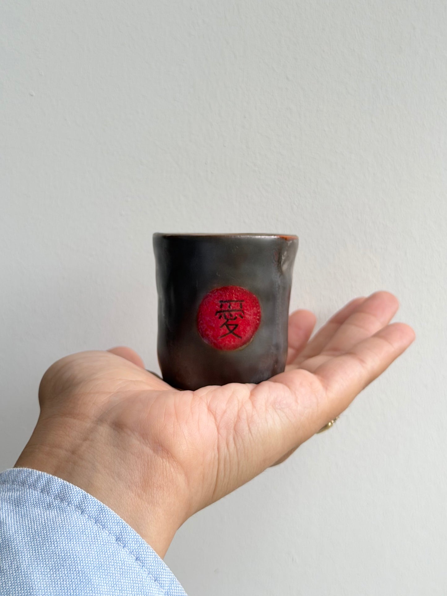 Espresso cup glaze test (Japanese word for love) 3