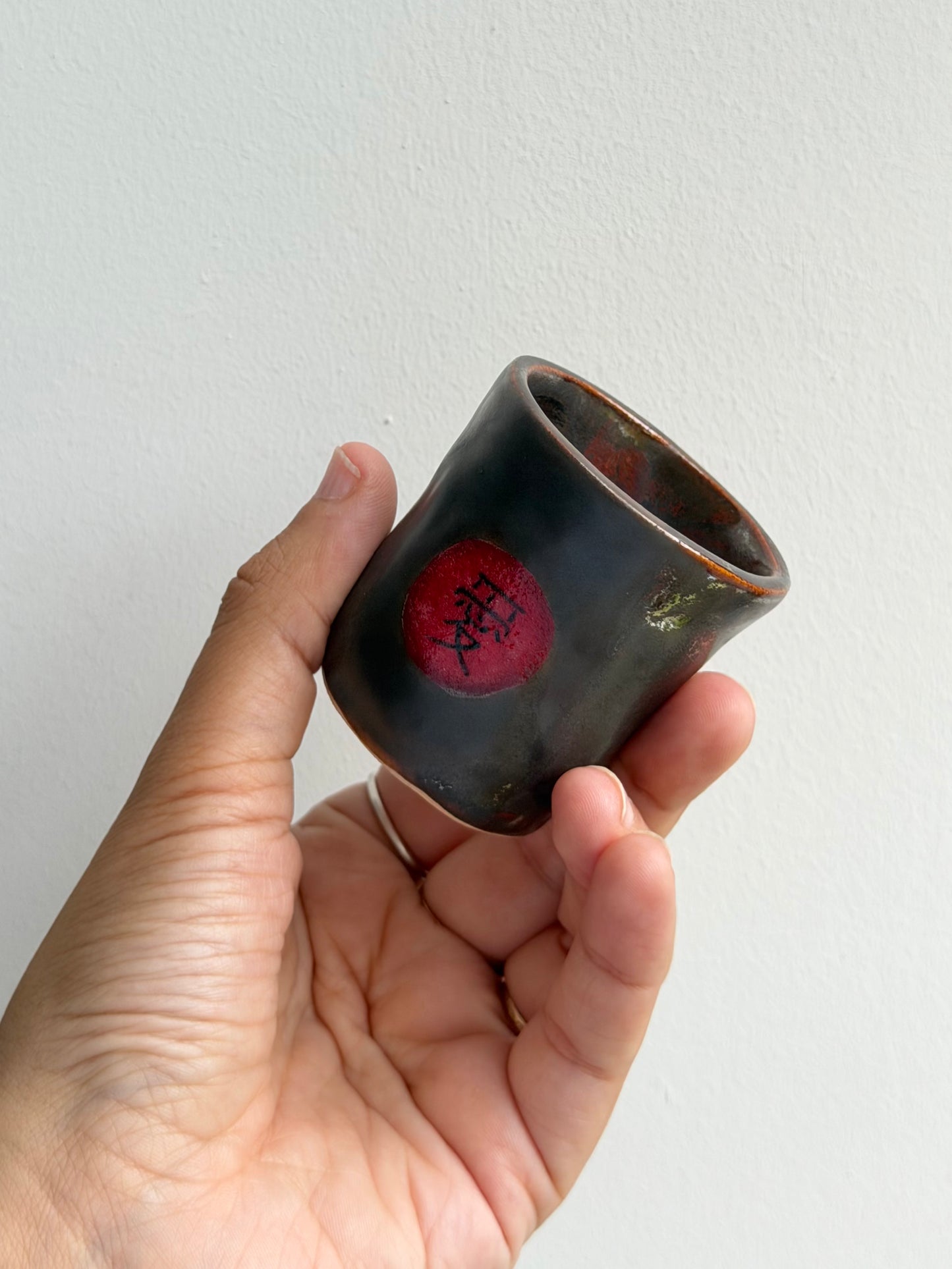 Espresso cup glaze test (Japanese word for love) 3