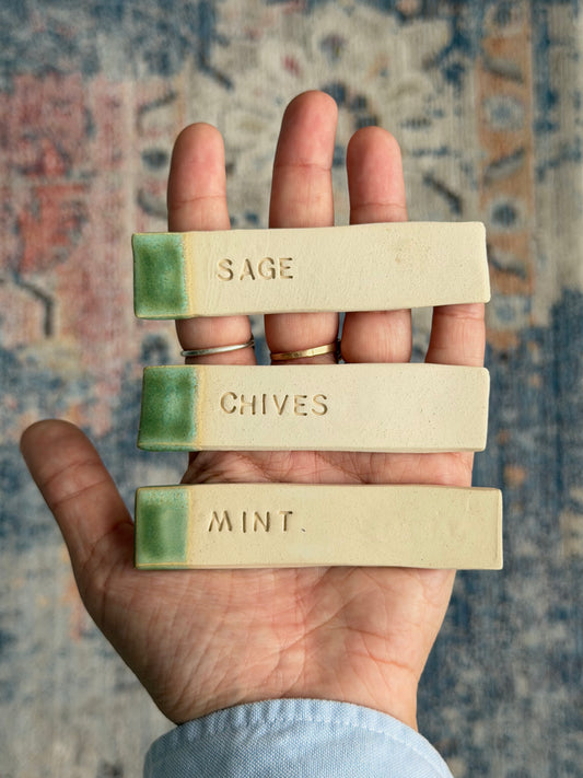 Herb markers (set of three - mint, chive, sage)